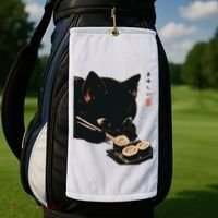 Sushi Black Cat LoverS Delight And Modern Minimalist Art Golf Towel thumb 2