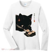 Sushi Black Cat LoverS Delight And Modern Minimalist Art Women's Long Sleeve Shirt thumb 0