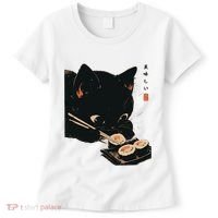 Sushi Black Cat LoverS Delight And Modern Minimalist Art Women's T-Shirt thumb 0