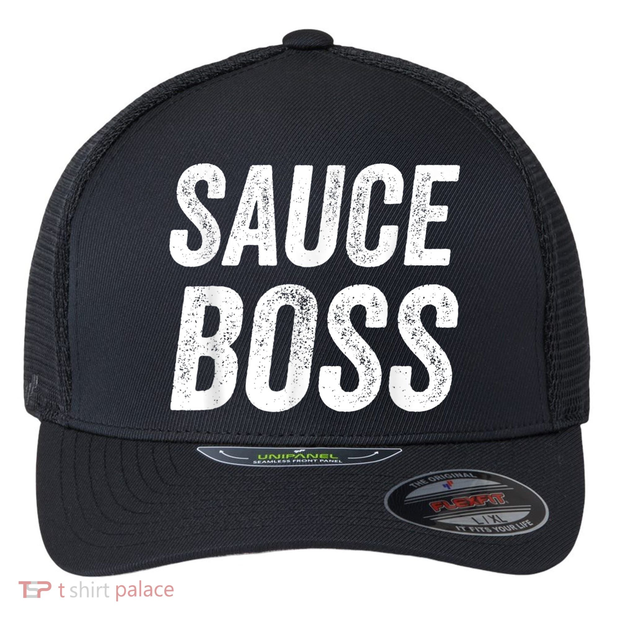 Sauce Boss Chef BBQ Cook Food Humorousa Flexfit Unipanel Trucker Cap