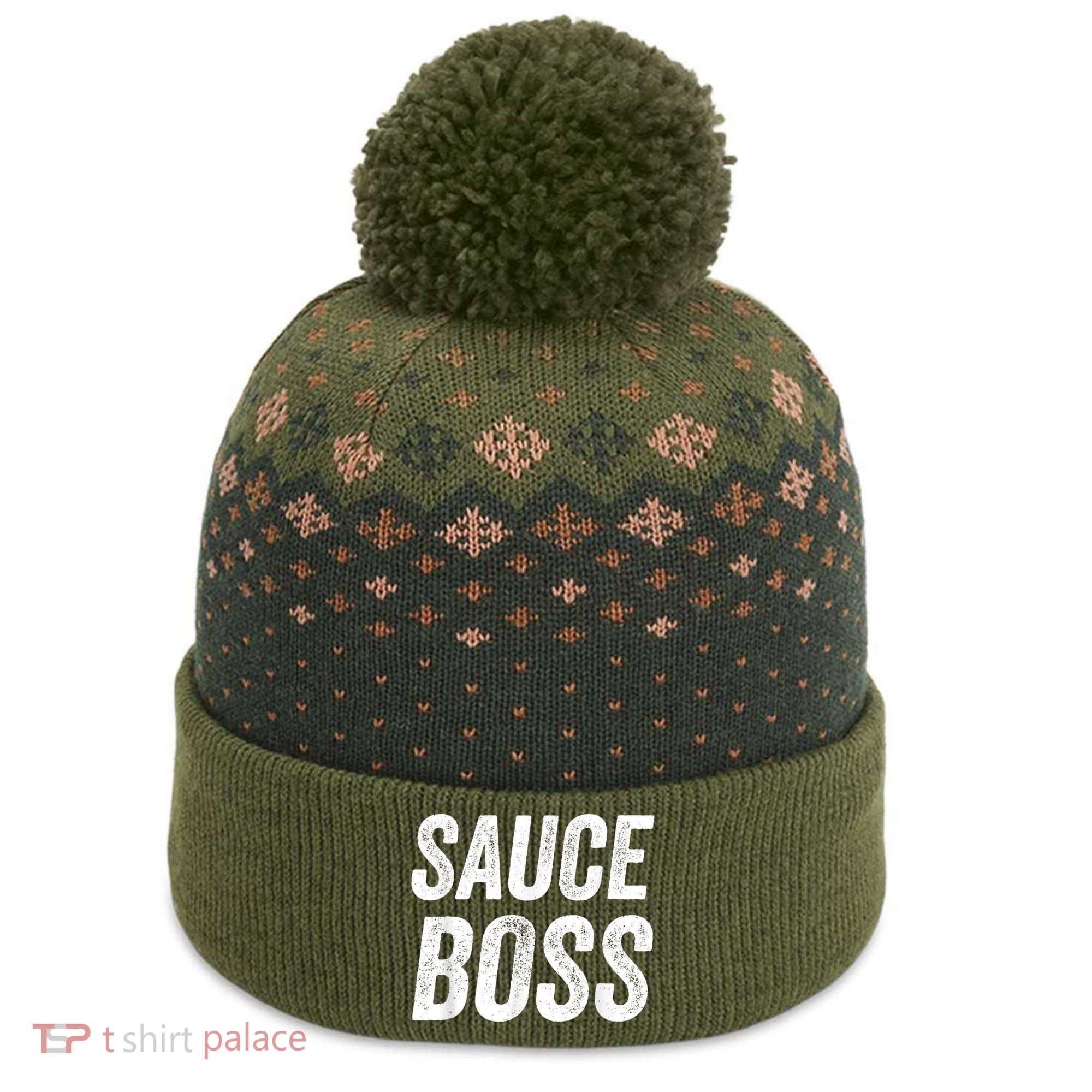 Sauce Boss Chef BBQ Cook Food Humorousa The Baniff Cuffed Pom Beanie