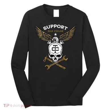 Support Blue Collar Long Sleeve Shirt