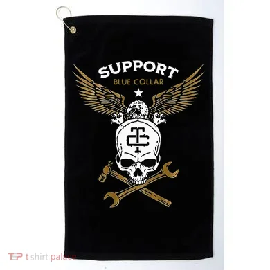 Support Blue Collar Golf Towel