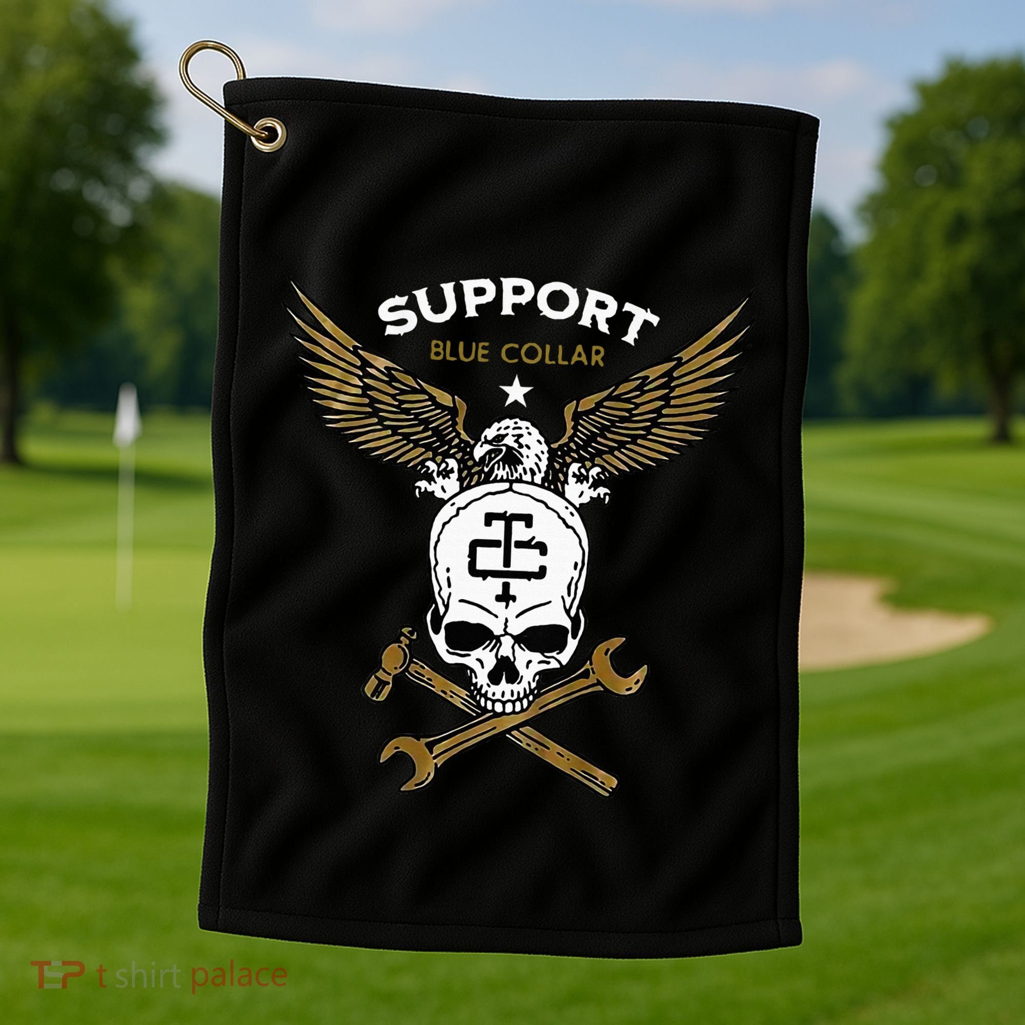 Support Blue Collar Golf Towel