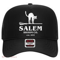 Salem Broom Co Company Halloween Black Cat Witch And Broom Hat thumb 0