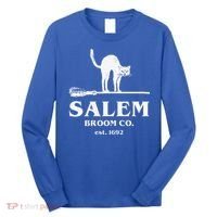 Salem Broom Co Company Halloween Black Cat Witch And Broom Long Sleeve Shirt thumb 0