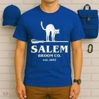 Salem Broom Co Company Halloween Black Cat Witch And Broom T-Shirt thumb 6