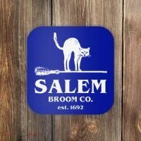 Salem Broom Co Company Halloween Black Cat Witch And Broom Coaster thumb 0