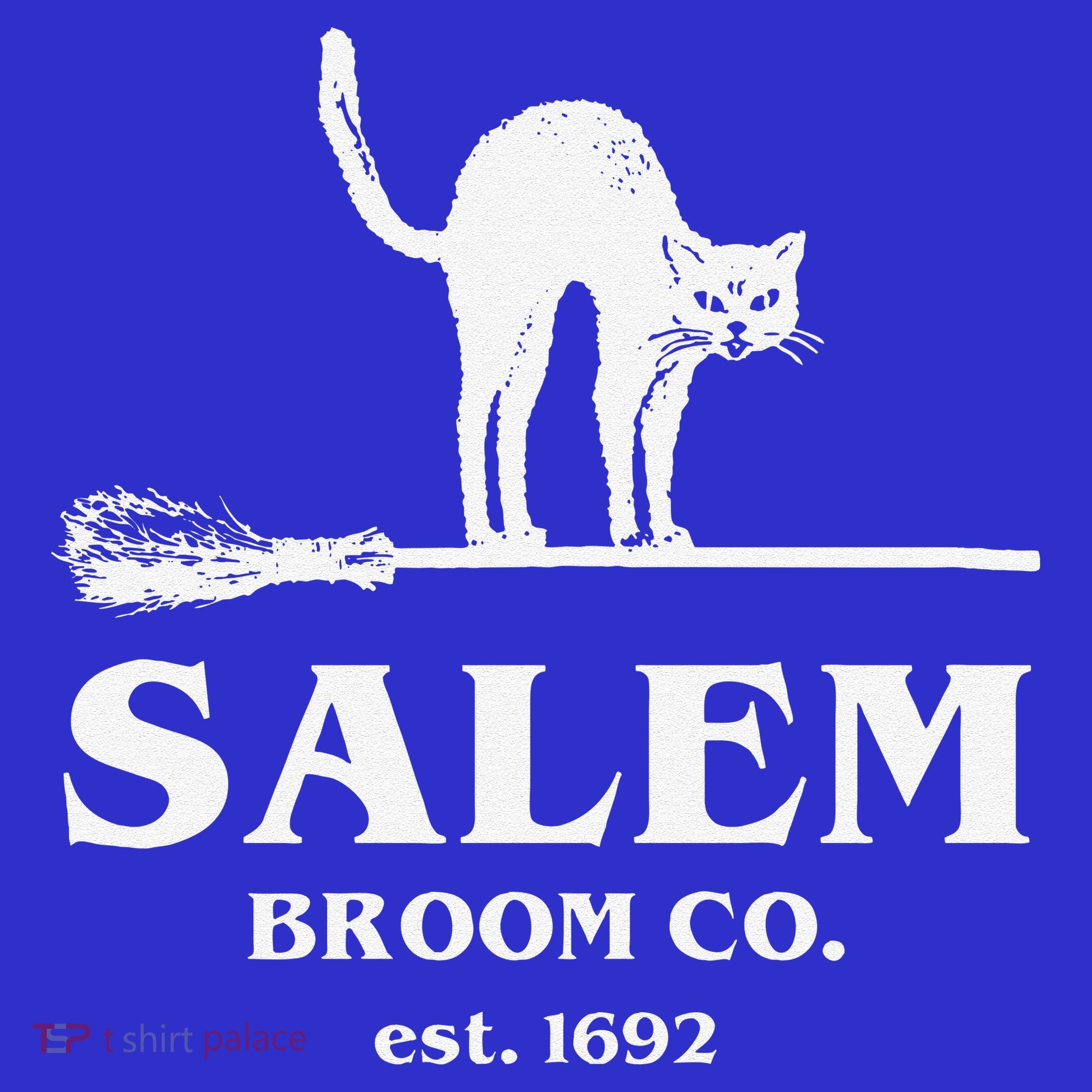 Salem Broom Co Company Halloween Black Cat Witch And Broom Coaster
