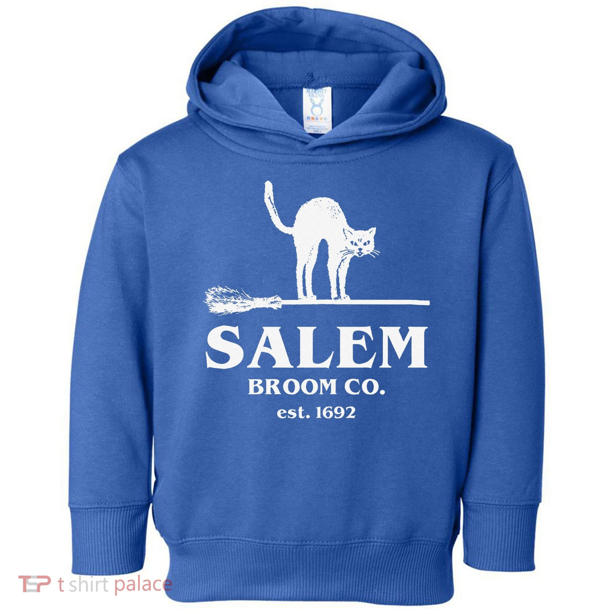 Salem Broom Co Company Halloween Black Cat Witch And Broom Toddler Hoodie