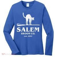 Salem Broom Co Company Halloween Black Cat Witch And Broom Women's Long Sleeve Shirt thumb 0
