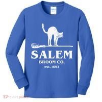 Salem Broom Co Company Halloween Black Cat Witch And Broom Kids Long Sleeve Shirt thumb 0