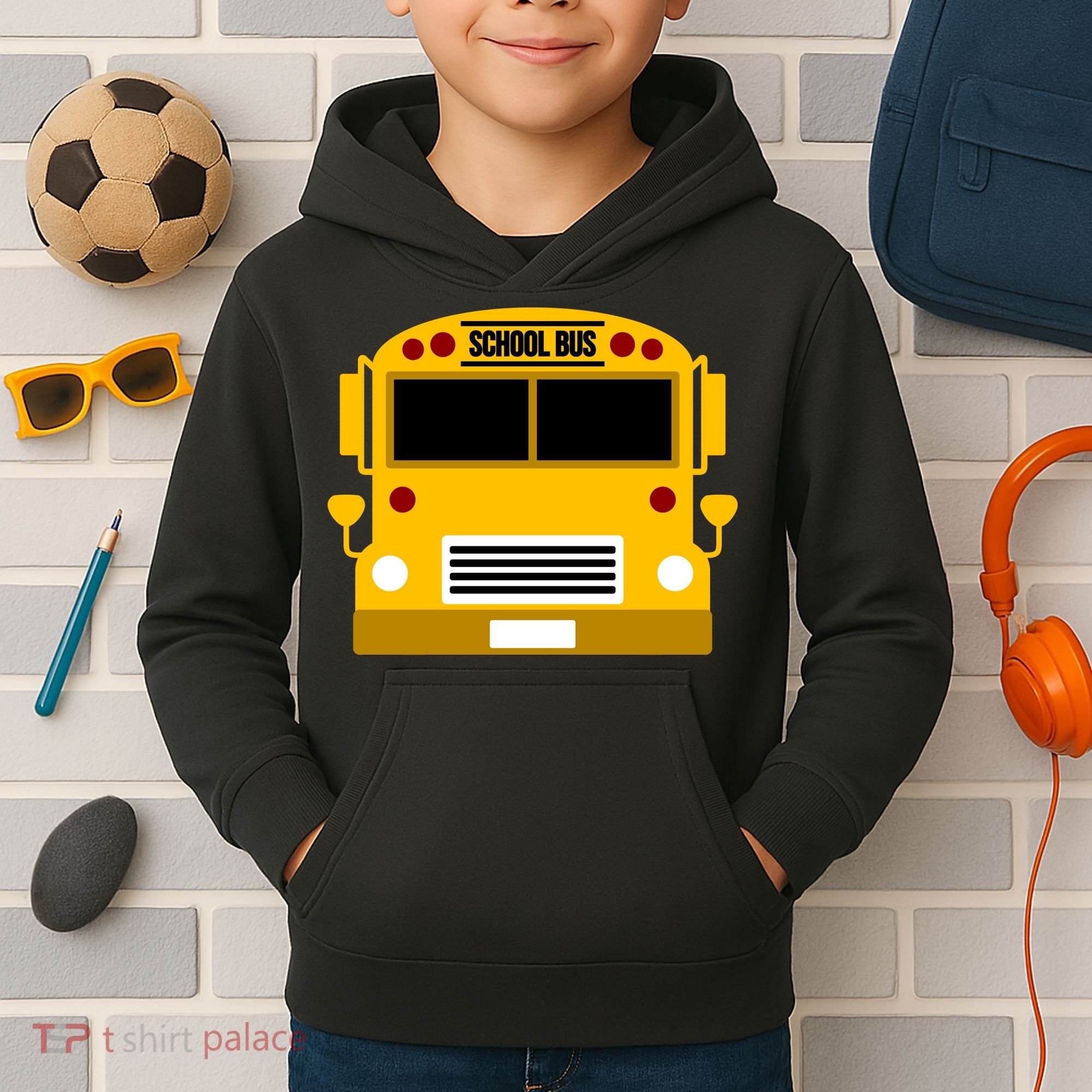 School Bus Costume Simple Halloween Costume Kids Hoodie