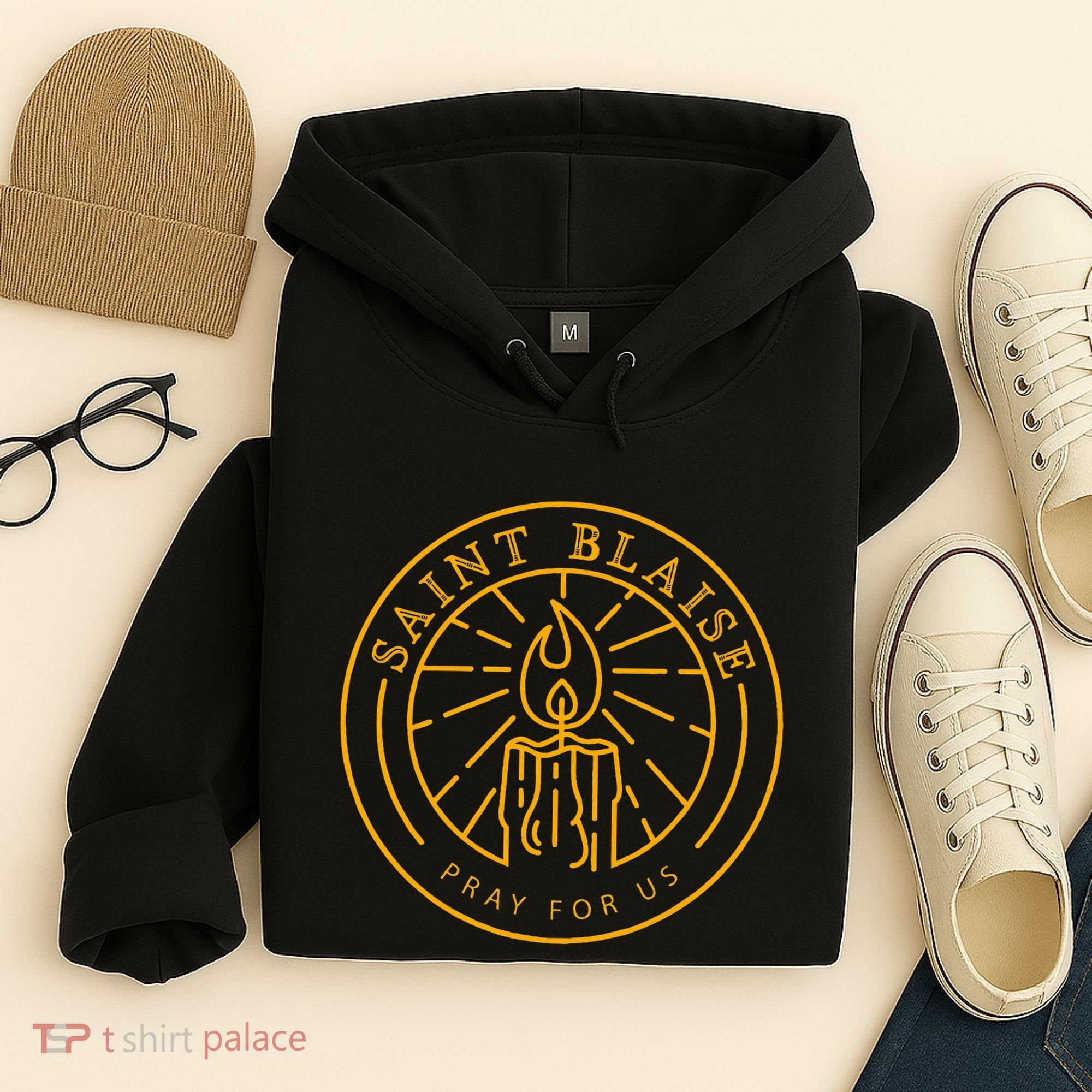 St Blaise Candle Catholic Saint Hoodie