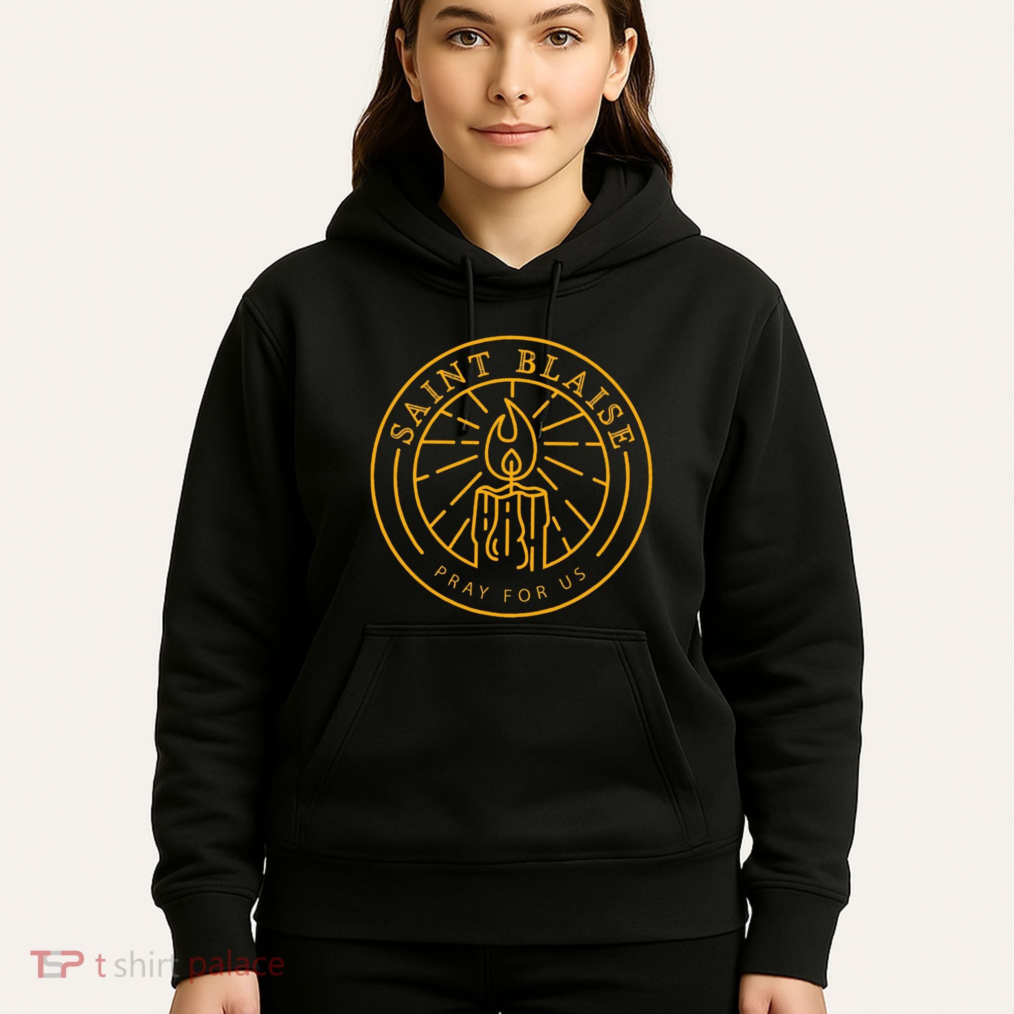 St Blaise Candle Catholic Saint Hoodie