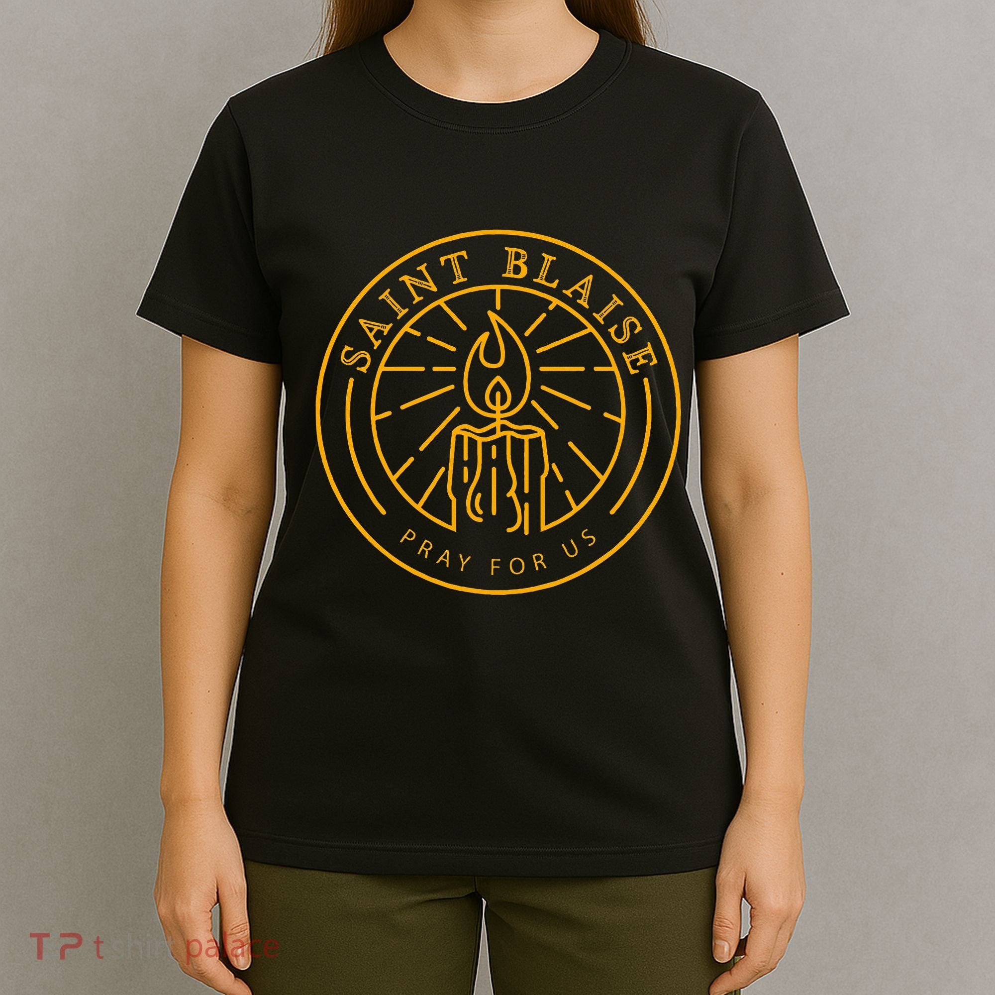 St Blaise Candle Catholic Saint T-Shirt
