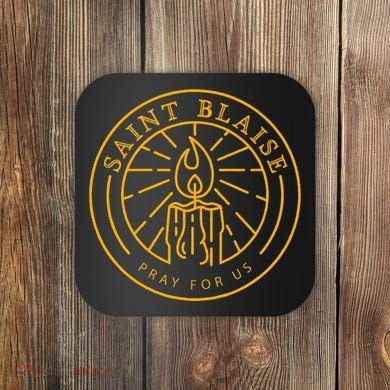 St Blaise Candle Catholic Saint Coaster