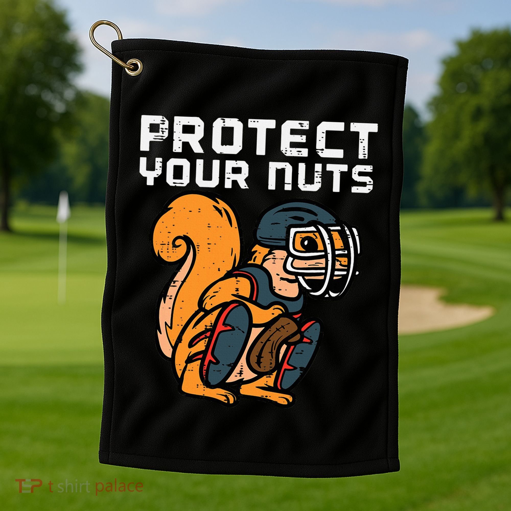 Squirrel Baseball Catcher Protect Your Nuts Golf Towel