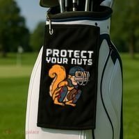 Squirrel Baseball Catcher Protect Your Nuts Golf Towel thumb 2