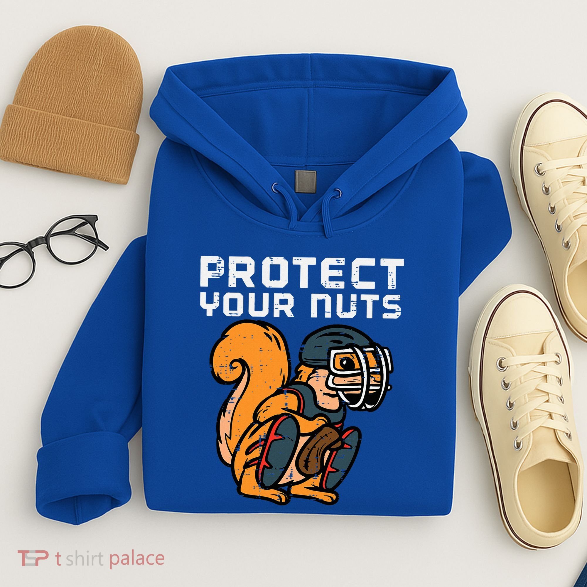 Squirrel Baseball Catcher Protect Your Nuts Hoodie