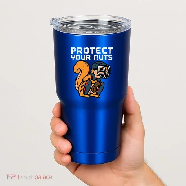 Squirrel Baseball Catcher Protect Your Nuts Tumbler