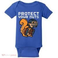 Squirrel Baseball Catcher Protect Your Nuts Baby Bodysuit thumb 0