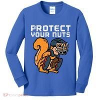 Squirrel Baseball Catcher Protect Your Nuts Kids Long Sleeve Shirt thumb 0