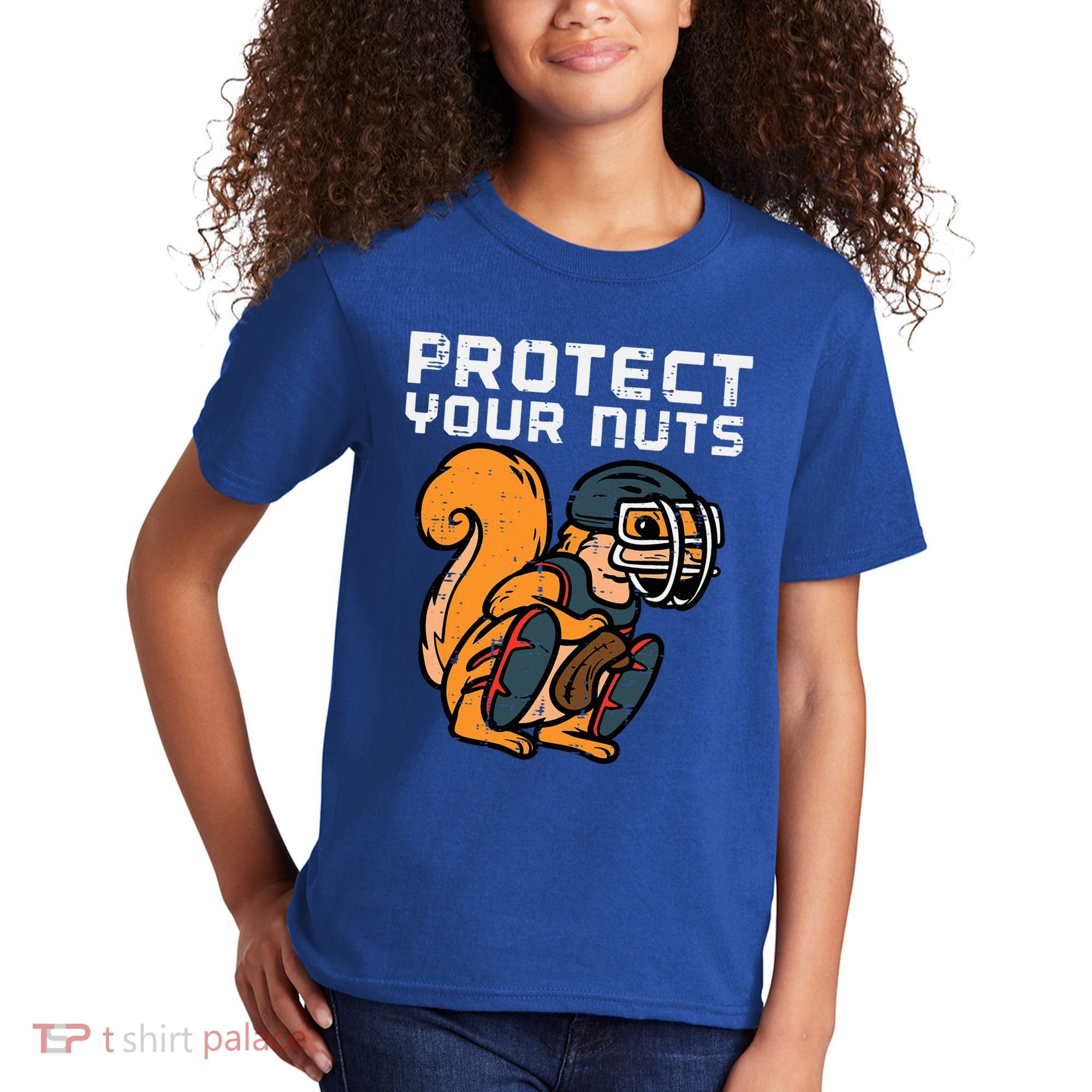 Squirrel Baseball Catcher Protect Your Nuts Kids T-Shirt