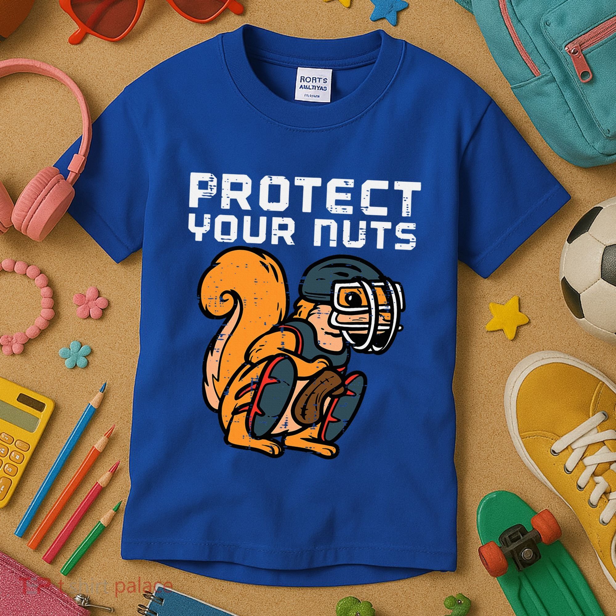Squirrel Baseball Catcher Protect Your Nuts Kids T-Shirt