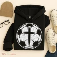 Soccer Ball Christian Cross Hoodie thumb 4
