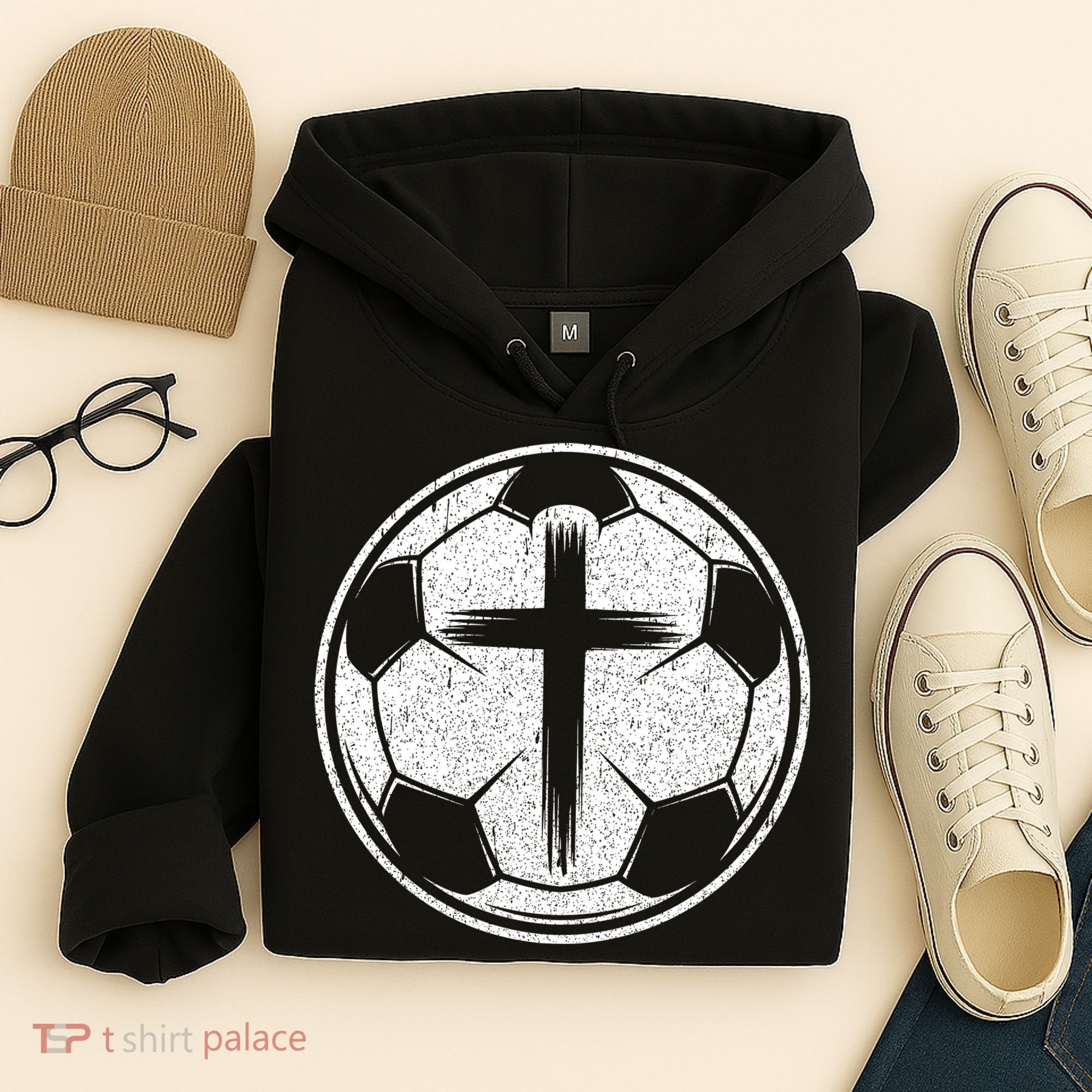 Soccer Ball Christian Cross Hoodie