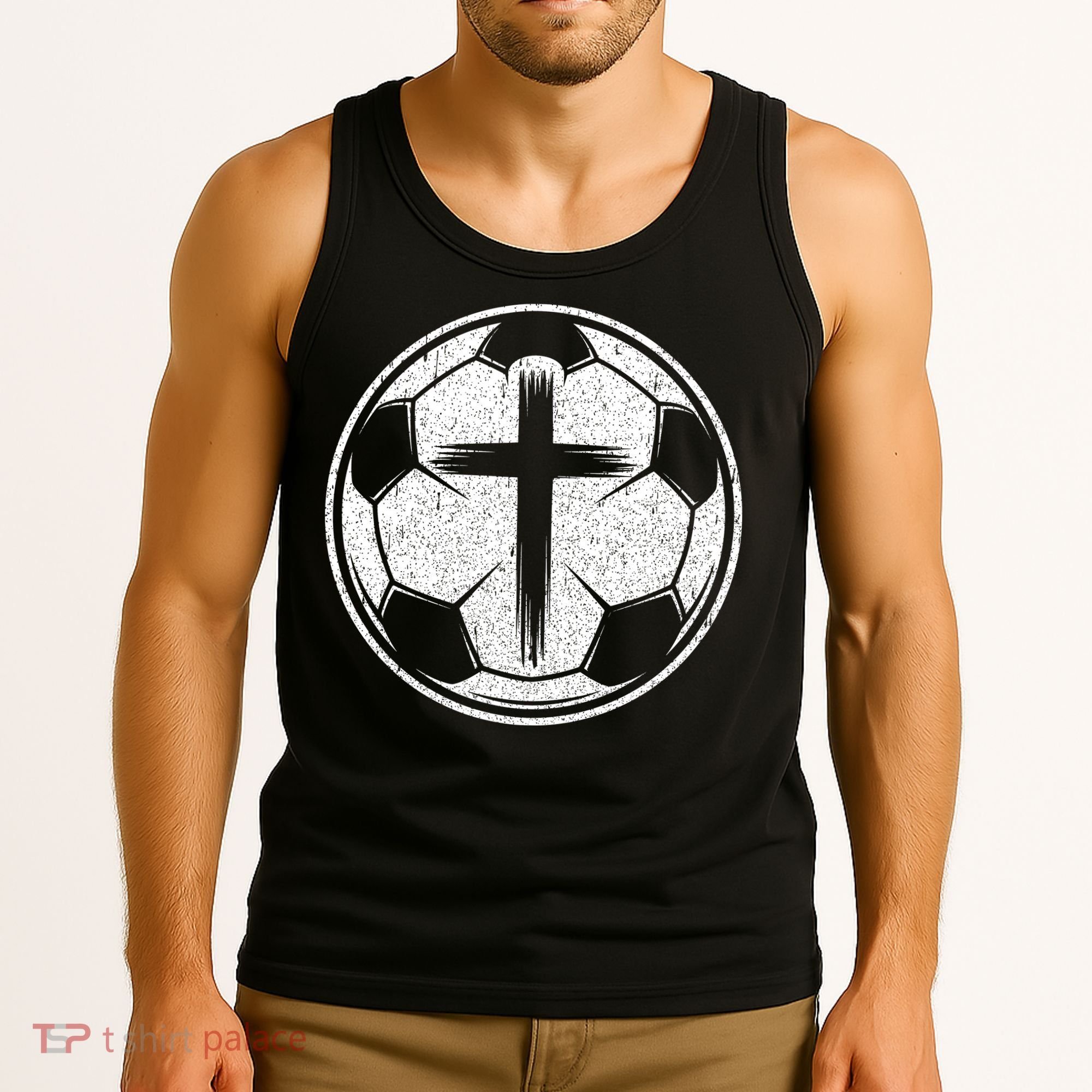 Soccer Ball Christian Cross Tank Top