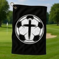 Soccer Ball Christian Cross Golf Towel thumb 1