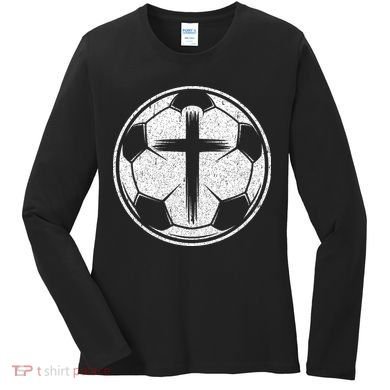Soccer Ball Christian Cross Women's Long Sleeve Shirt