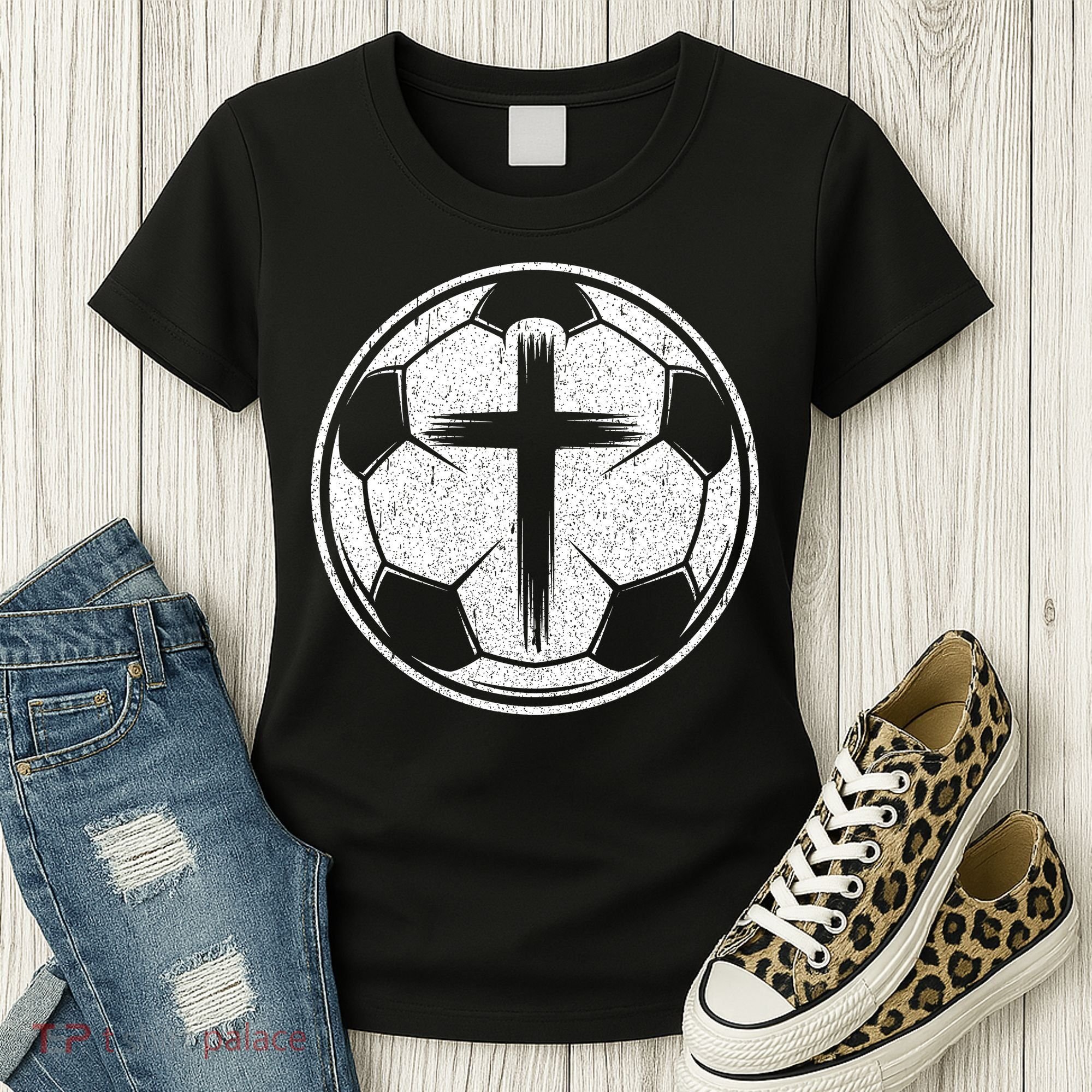 Soccer Ball Christian Cross Women's T-Shirt