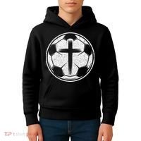 Soccer Ball Christian Cross Kids Hoodie thumb 4
