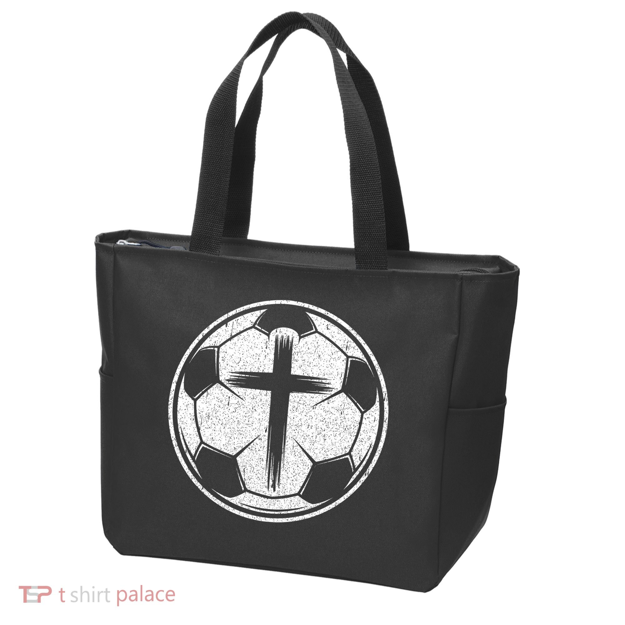 Soccer Ball Christian Cross Tote Bag