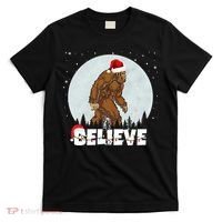 Santa Bigfoot Christmas Rock Funny Sasquatch Believe T-Shirt thumb 0