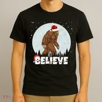 Santa Bigfoot Christmas Rock Funny Sasquatch Believe T-Shirt thumb 3