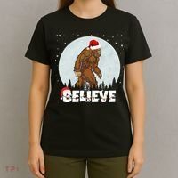 Santa Bigfoot Christmas Rock Funny Sasquatch Believe T-Shirt thumb 4