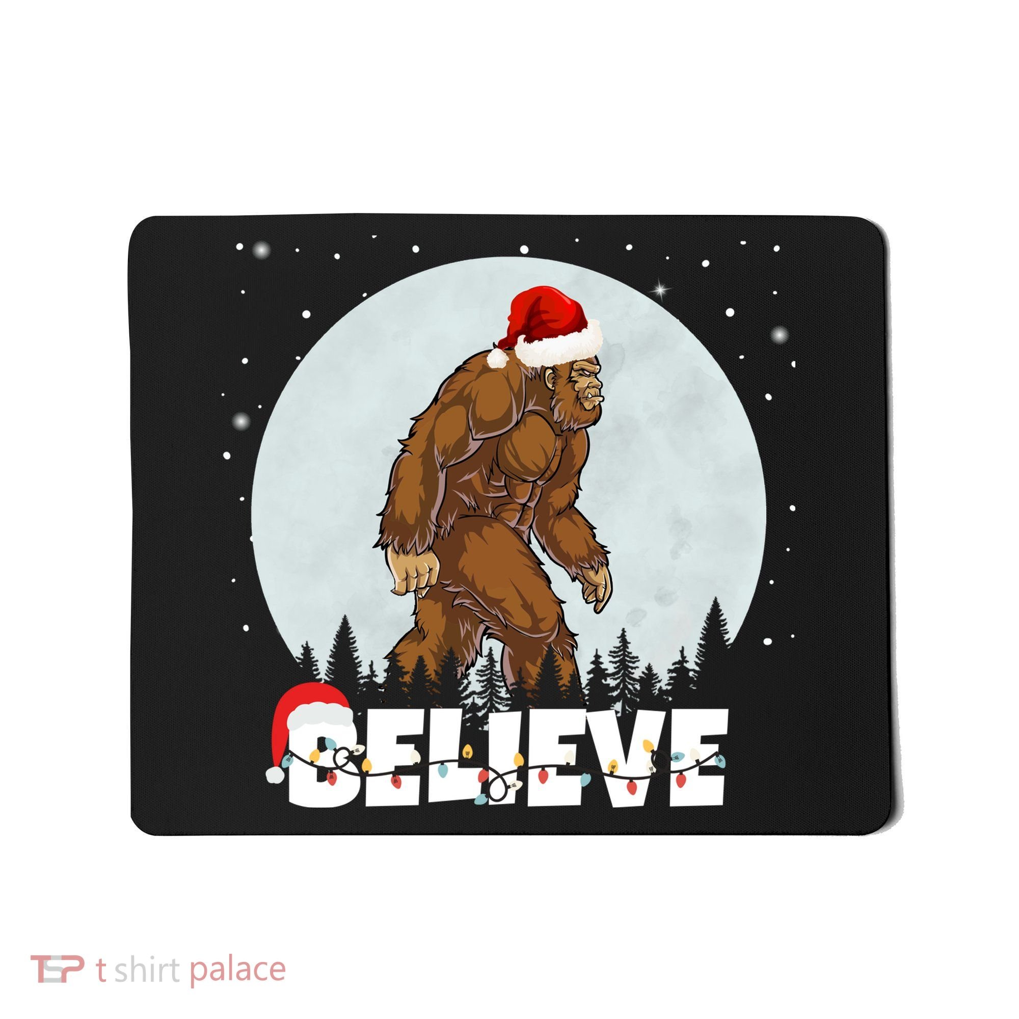 Santa Bigfoot Christmas Rock Funny Sasquatch Believe Mousepad