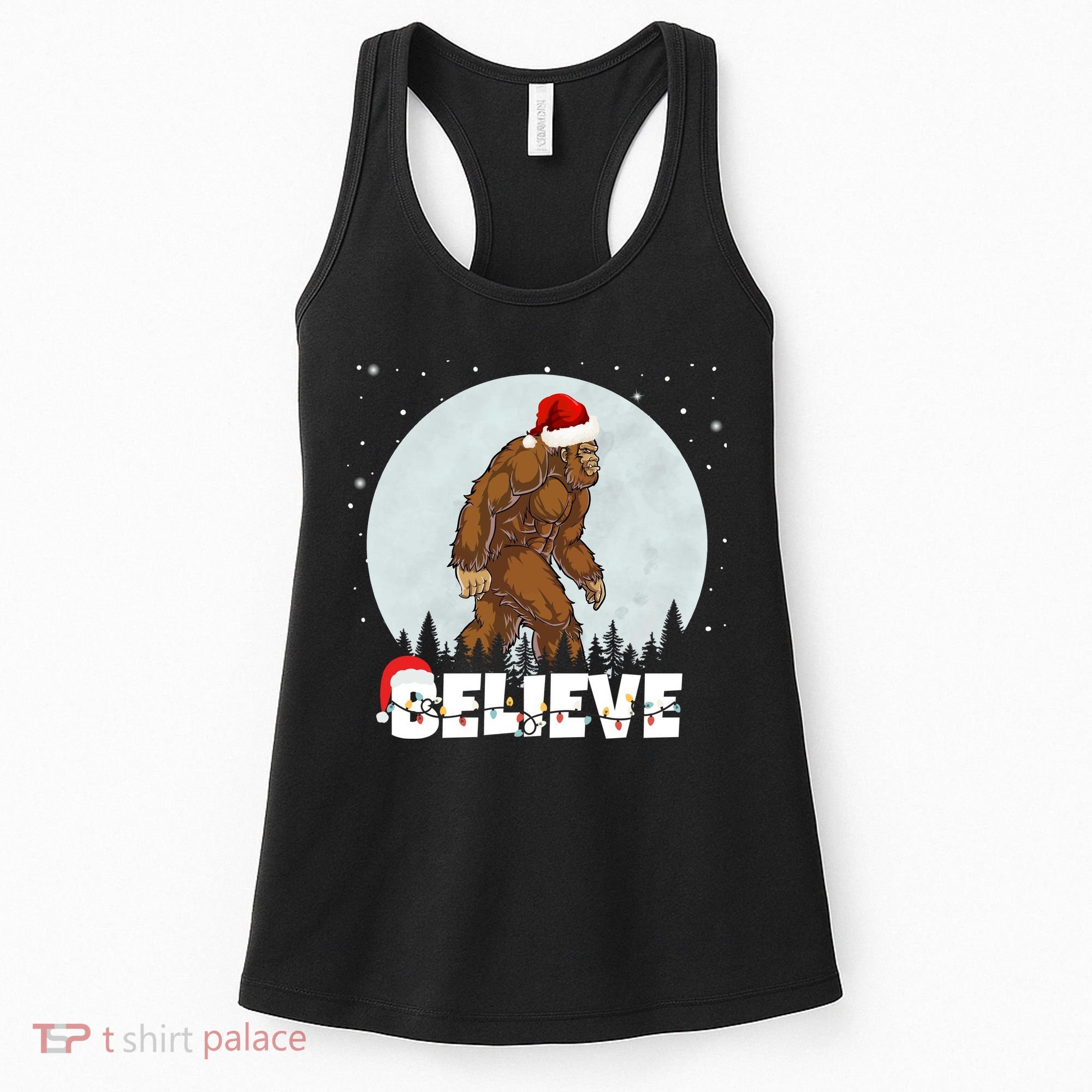 Santa Bigfoot Christmas Rock Funny Sasquatch Believe Women's Tank Top