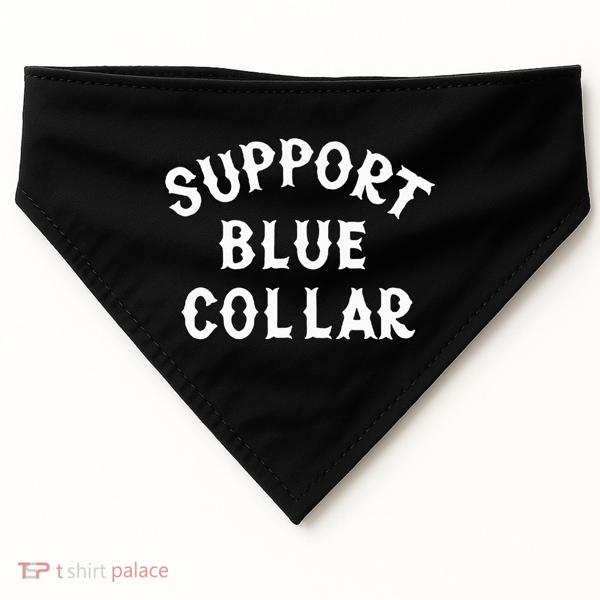 Support Blue Collar Funny Support USA-Made Doggie Bandana