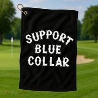 Support Blue Collar Funny Support Golf Towel thumb 1