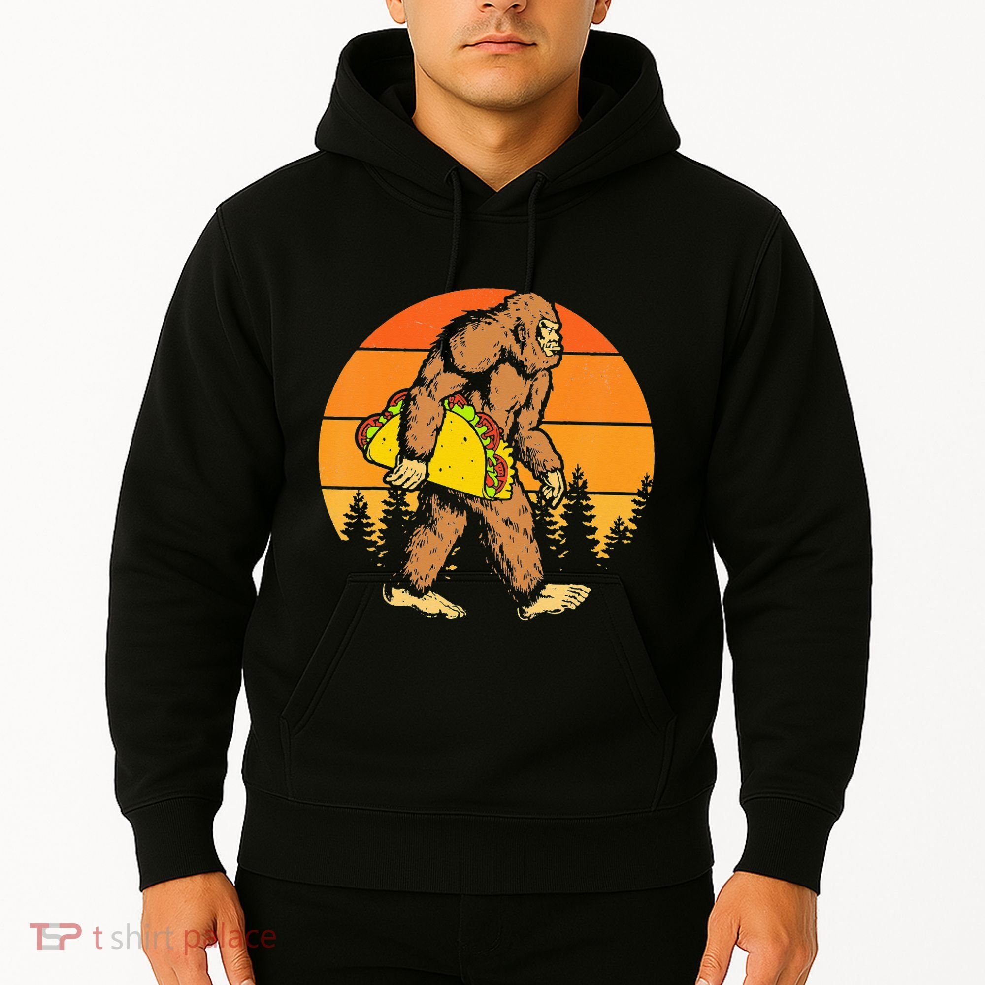 Sasquatch Bigfoot Carrying Taco Funny Cinco De Mayo Hoodie