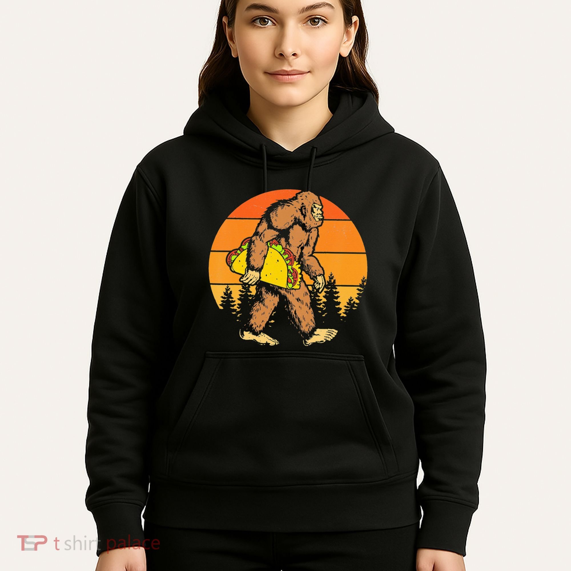 Sasquatch Bigfoot Carrying Taco Funny Cinco De Mayo Hoodie