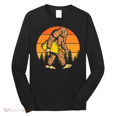 Sasquatch Bigfoot Carrying Taco Funny Cinco De Mayo Long Sleeve Shirt