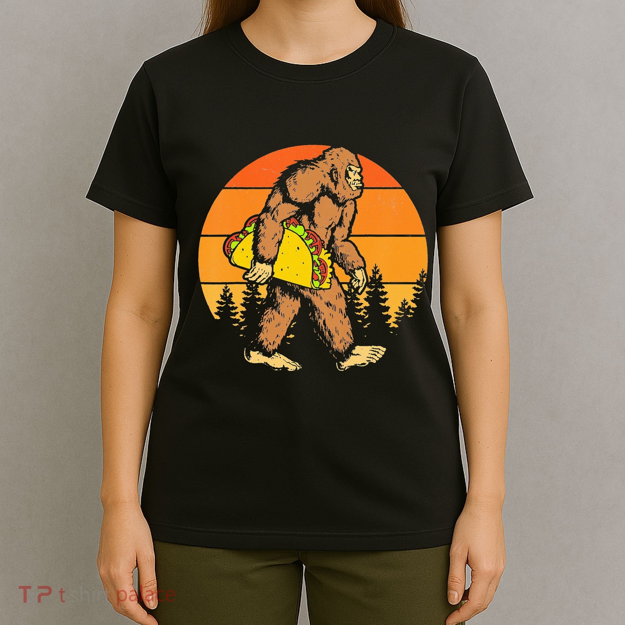 Sasquatch Bigfoot Carrying Taco Funny Cinco De Mayo T-Shirt
