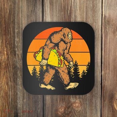 Sasquatch Bigfoot Carrying Taco Funny Cinco De Mayo Coaster