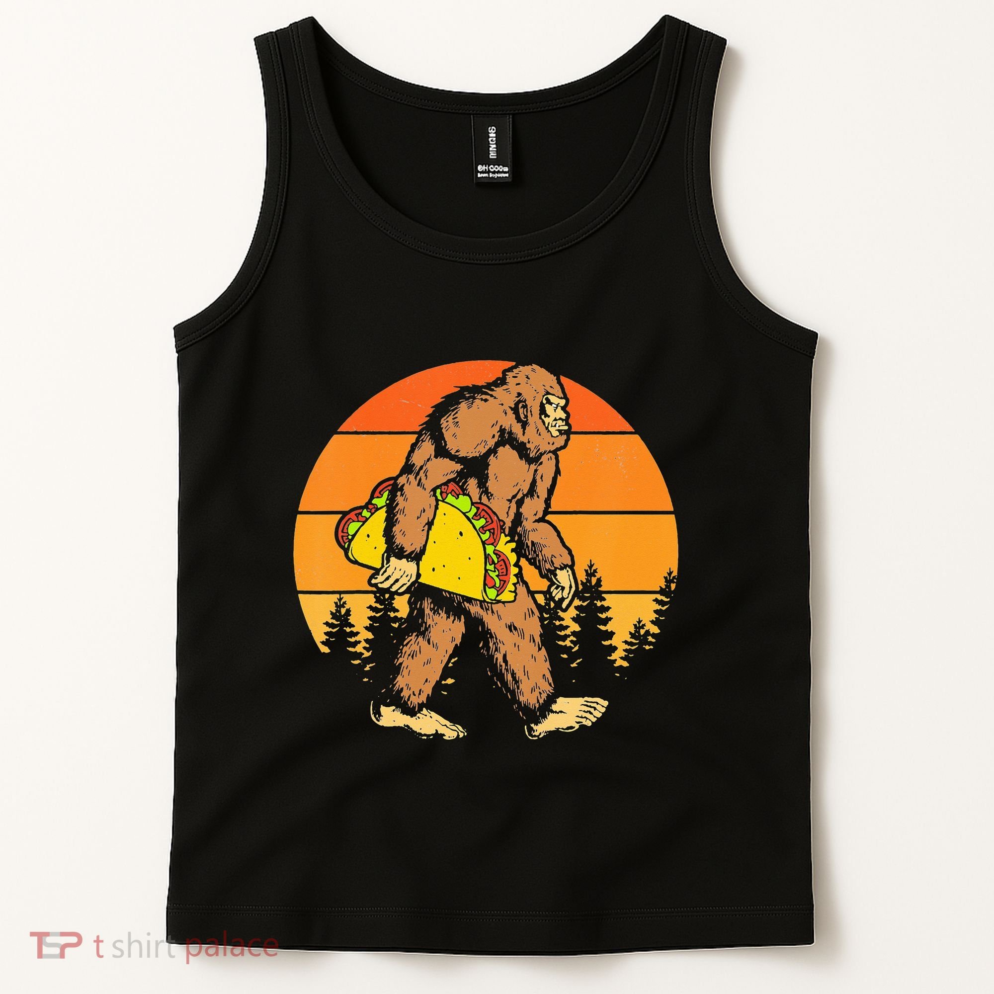 Sasquatch Bigfoot Carrying Taco Funny Cinco De Mayo Tank Top